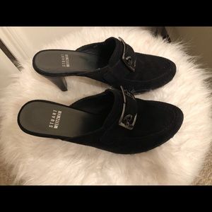 Stuart Weitzman DOUBLE AGENT  BLKSuede Buckle Clog